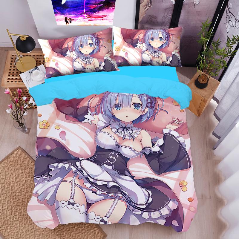 Animation ZERO - Another World Bedding Set for Adult Kids,Ramu Rem Duvet Cover Set with Pillowcases Children's birthday gift