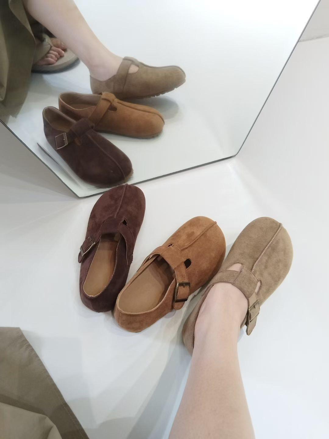 

Внутренние увеличивающие рост женские Birkenstocks верхняя одежда 2025 осень новые туфли-полушлепанцы с закрытым носком на толстой подошве, тостовые мюли 40