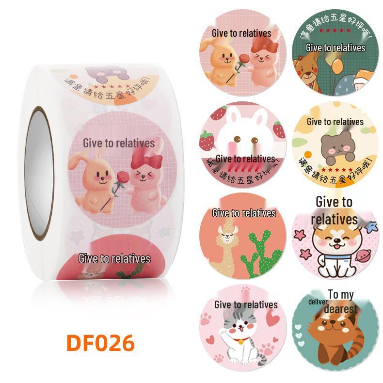 

38mm Large Decorative Five-Star Round Sticker Roll - Colorful Self-Adhesive Promotional Gift Item.