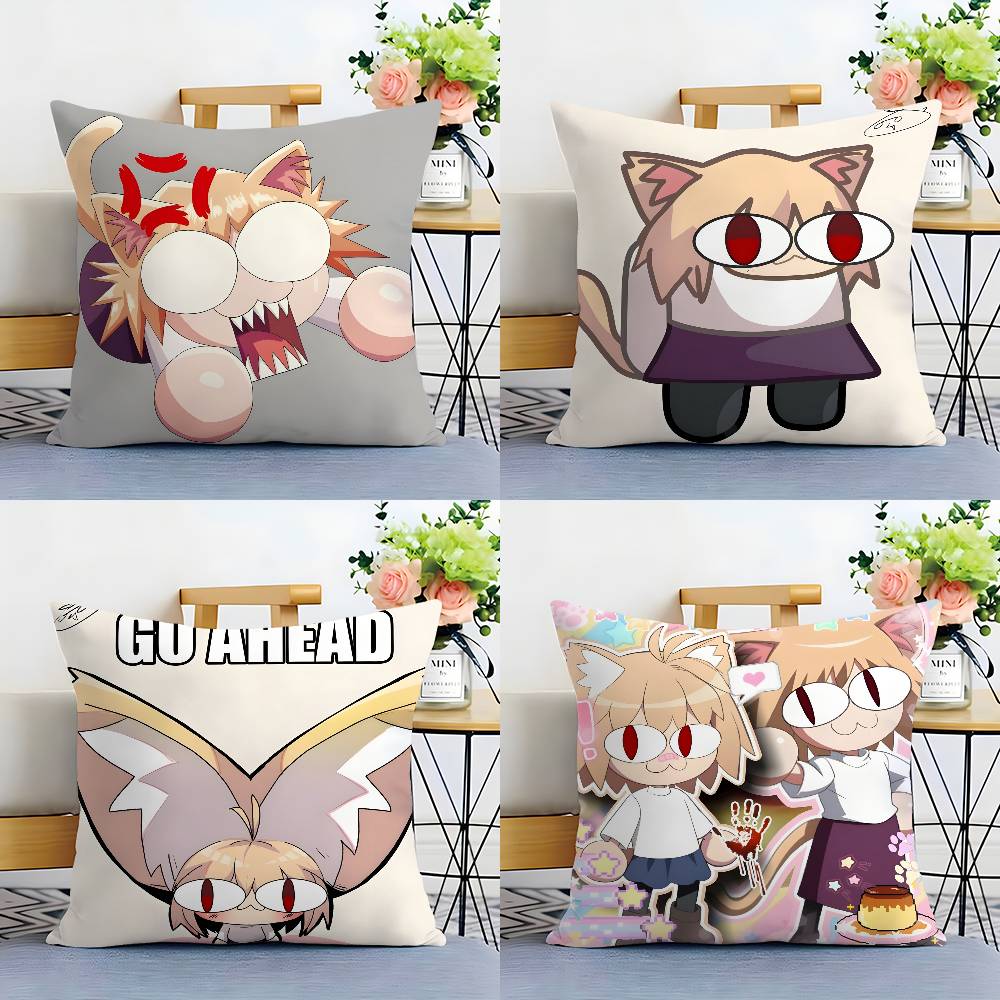 Neco Arc Kawaii Poszewka na poduszkę Pluszowa Tkanina Miękka Dwustronny Nadruk Pokrowiec na poduszkę na sofę Poszewki na poduszki dekoracyjne