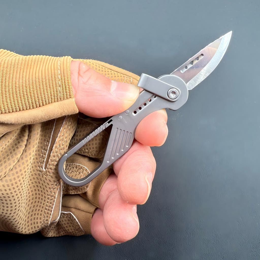 Titanium Alloy Mini Folding Knife with Express Letter Opener Function Portable Edc Keychain Pendant DIY Customizable for Men