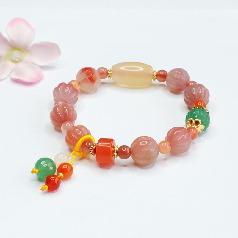 2026 Ximang 2026an Agate Pumpkin Beads Bracelet Candy Jewelry Factory Live Delivery S2041413