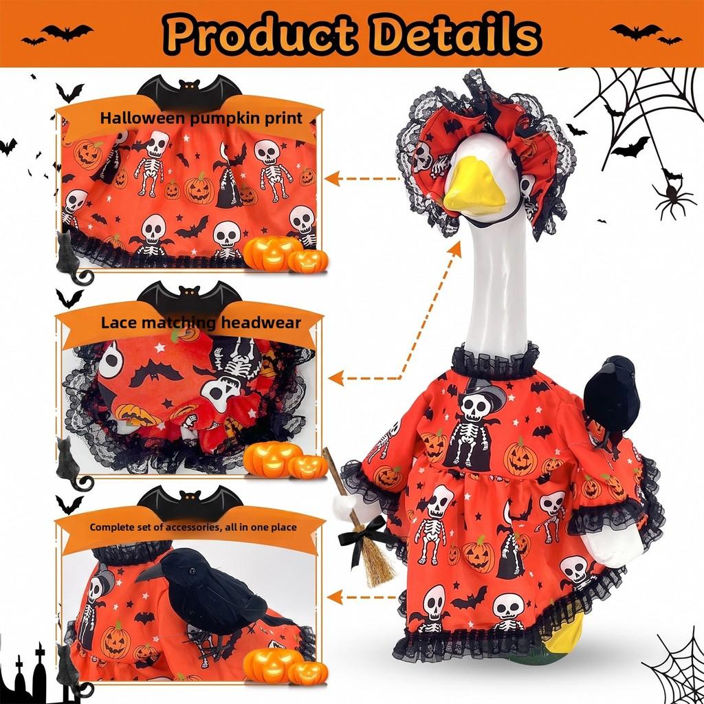 Halloween Porch Goose Costume With Lace Dress For Festive Dress Up
