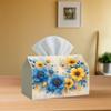 1pc Large Blue & Yellow Floral Tissue Box Suitable for Living Room, Bedroom, Study - Modern Minimalist Decor with Elegant Large Holder, Polyester Pape