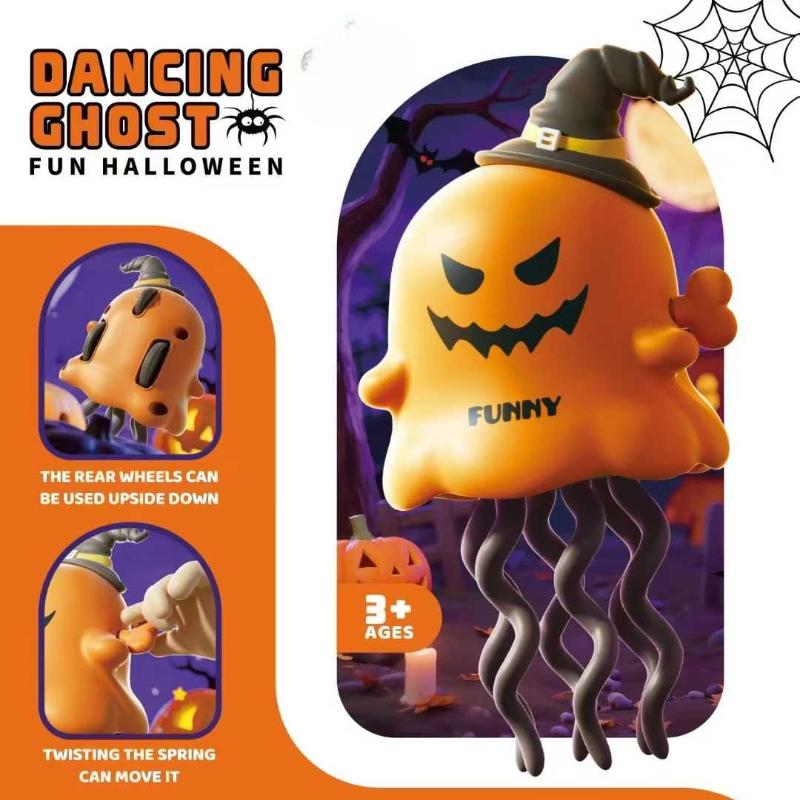 

1Pcs Dancing Ghost Pumpkin Clockwork Figure Calming Companion Relaxing Gak Joke Prop Halloween Windup Toy For Bedroom Nightstand as the picture