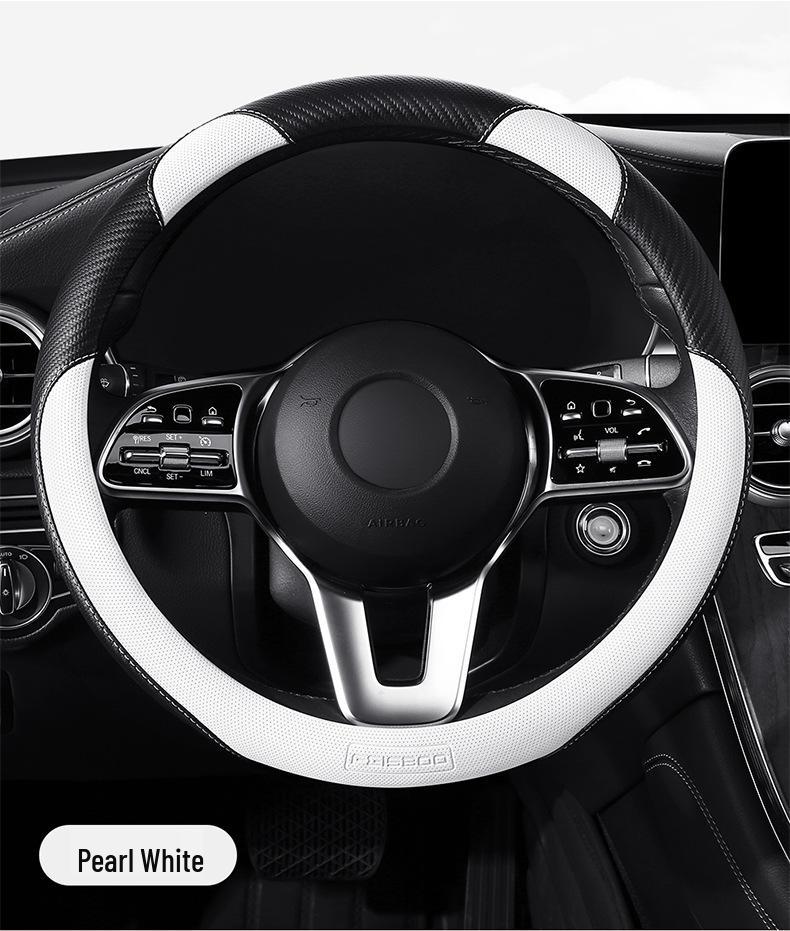 New Carbon Fiber Car Steering Wheel Cover - Cute Cartoon Sport Design, Free Shipping