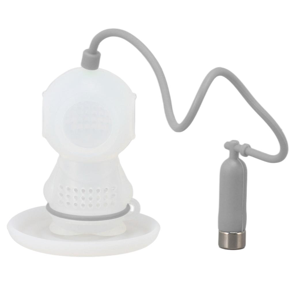 Silicone Tea Infuser Cute Diver Shape Reusable Flexible Easy To Clean Tea Strainer Ultra Fine Mesh with Drip Tray for Fruit Tea