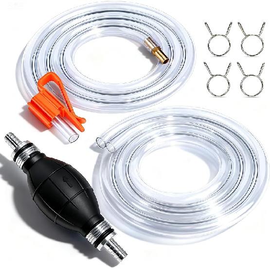 Portable Transfer Pump Battery Operated Electric Siphon Pump For Gas, Fuel, Diesel, Water Transfer 2.4 GPM Flow Oil Extractor, 47 Inches Hose-Easy To