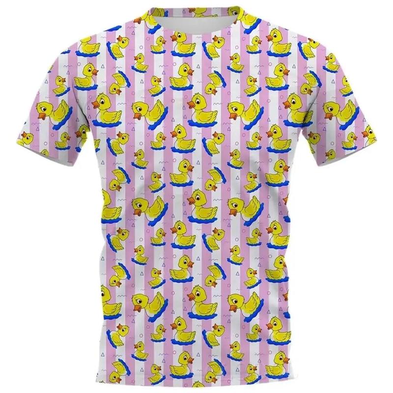 Cartoon Little Yellow Duck T-shirt 3D Print T-shirt Men Tshirt Short Sleeve Street Wear O-Neck Top Oversize Fun Tee Tops