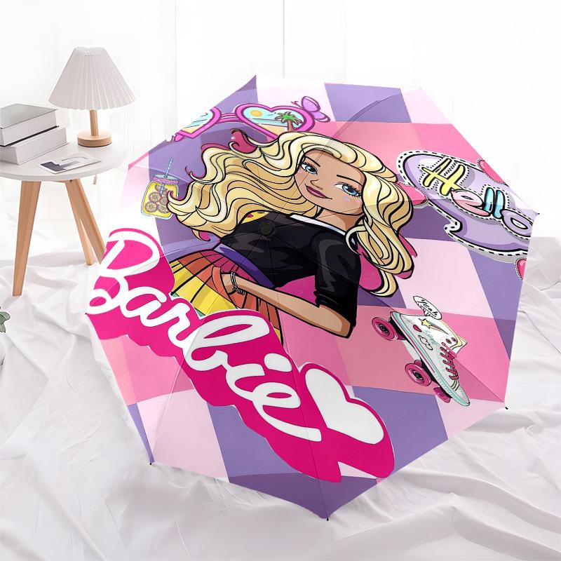1pc Barbie Fashion Adventure Umbrella with Plastic Handle,Suitable for All Seasons Travel Outdoor Multi-functional UmbrellaDCS115