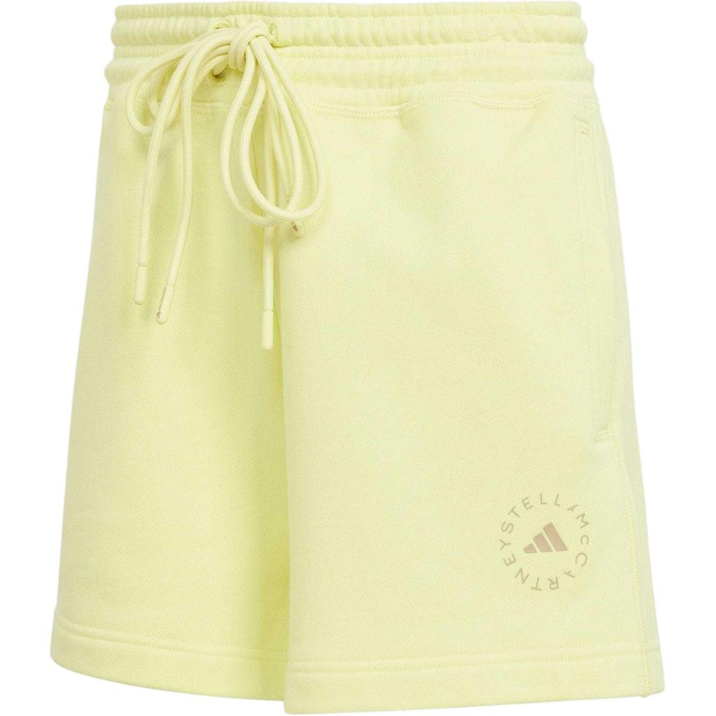 Adidas Truecasuals Terry Shorts With Small Logo Print And Drawstring Women Bottoms Pink Yellow IT8275