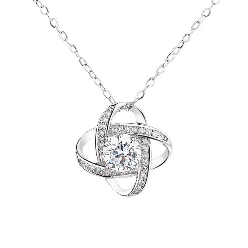 Four-leaf clover zircon necklace women's niche popular light luxury pendant high-end