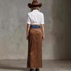 New Fringed Spliced Denim Hem Irregular Suede Skirt