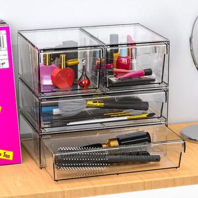 45326 Pcs Out Storage Box Stackable Dustproof Organization Visible Makeup Organizer Closet Cosmetic Pull Drawer Bathroom Supplies Kitchen
