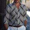 New Business Casual Men's Line 3D Printed Shirt Formal Spring and Summer Lapel Long-sleeved XS-5XL Stretch Fabric Shirt 2026