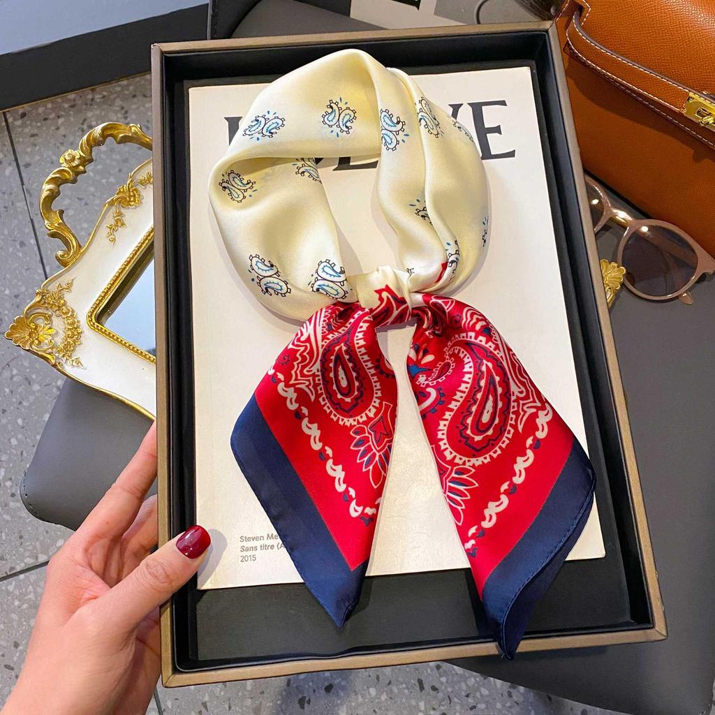 Zhang Ruonan Silk Scarf: Women's 2025 Spring/Summer Retro Neck Tie Accessory - High-End Small Square Neckerchief