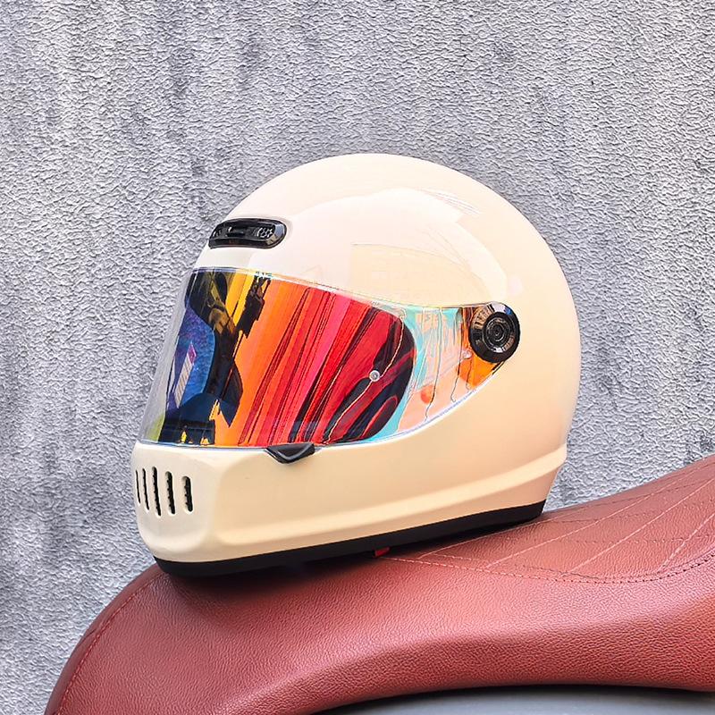 Motorcycle Retro Full Helmet Men's Winter Personality Cool Women's National Tide Race Cruise Retro Car Helmet Universal In All Seasons