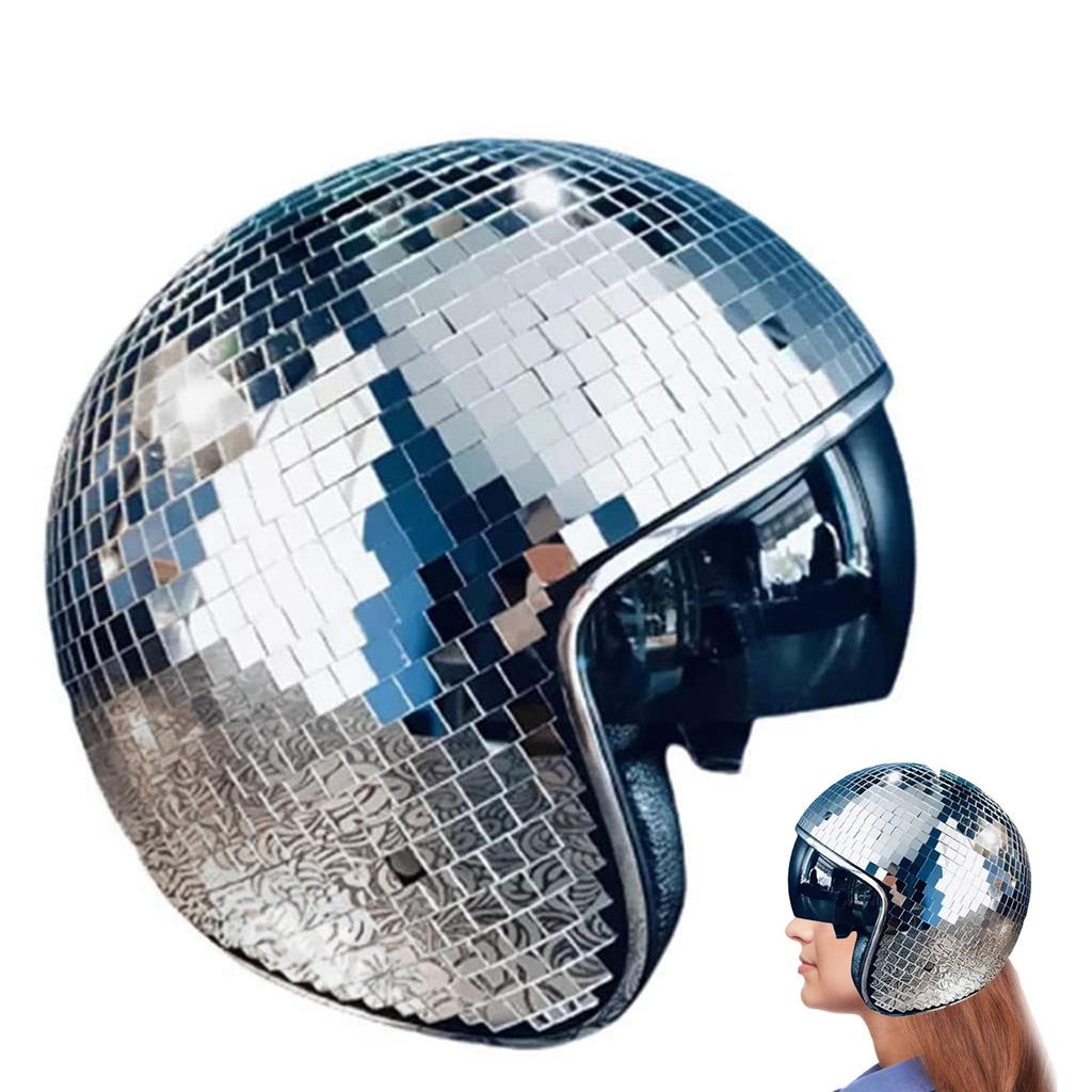 Gleaming Glass Cap Hat Sparkly Helmet Mirror Glass Cap for Music Festivals Reflective Helmet Victorian Hat
