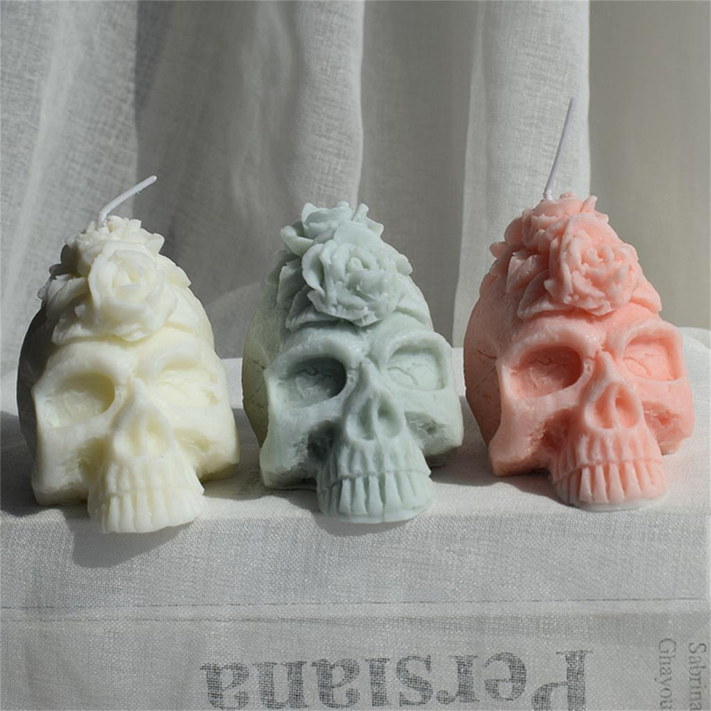 Rose Skull Head Silicone Mold DIY Crafts Project Reusable Soap Candle Plaster Chocolate Baking Tool Supplies Accessory