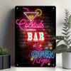 Neon Cocktail Bar Light Up Sign Wall Art Decor For Night Party Home Pub 8x12 Inches