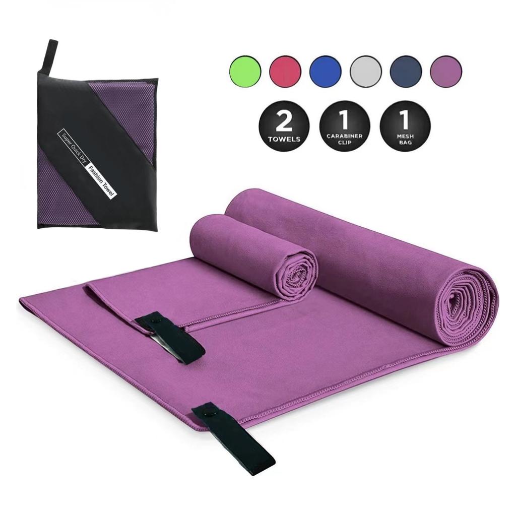 2 Stück Mikrofaserhandtuch 2-seitig Schnelltrocknende Handtücher Super Saugfähig mit Reißverschlusstasche für Sport