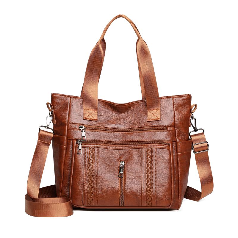 Bolso de hombro de gran capacidad para mujer, bolso de mano de PU, bolso de mano