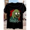 Lustiges Salad Fingers Grafik-T-Shirt für Herren - mit grünen Monsteraugen und rotem tropfendem Finger-Print, lässiges Kurzarm-Rundhals-T-Shirt für Freizeit