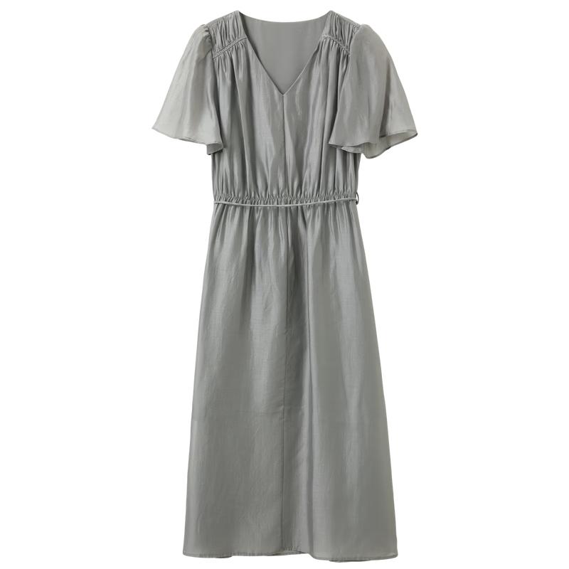 Sancai Lyocell Blend V-Neck A-Line Maxi Dress S