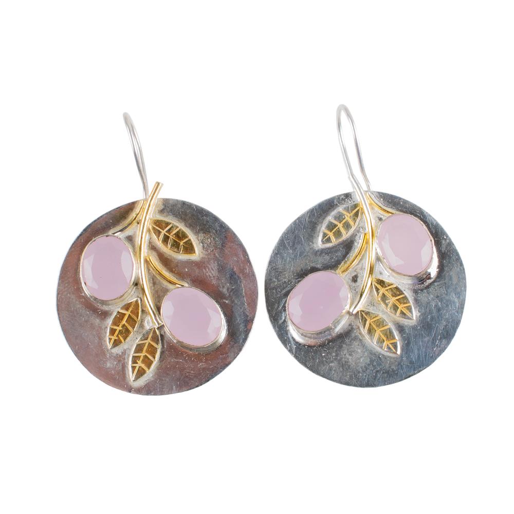 Rose Chalcedony Gemstone 925 Sterling Silver Jewelry Handcrafted Earrings 1.77" EE-81-15