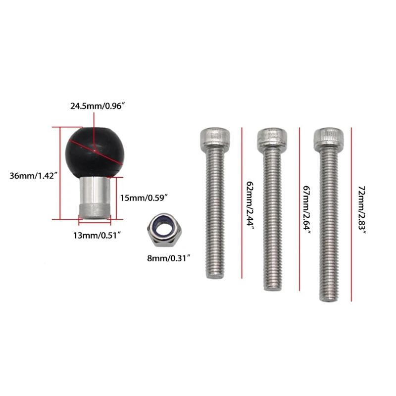 1 Inch Ball Head Adapter M8 Screws Motorcycle Handlebar Clamp Base Holder for Mount Smartphone Cameras Holder Bolt Bracket