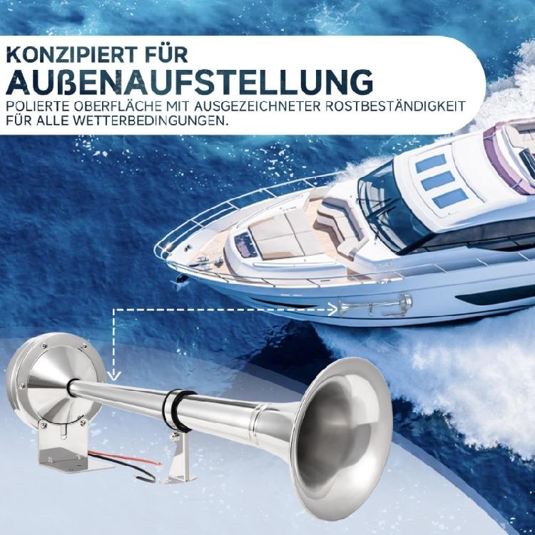 Ocean Going Ship Trumpet System Rust Resistant Marine Horn Clear 125dB for Professional Mariners