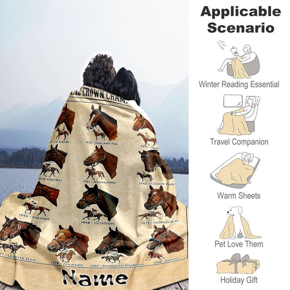 Types Horses Customize Text Blanket Multi-purpose Personalized Blanket Warmthful Decor Suitable for Office Chair Picnics Nap Office