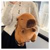 Cute Cartoon Capybara Plush Backpack For Women College Students Brown Silky Soft Urban Minimalist Style