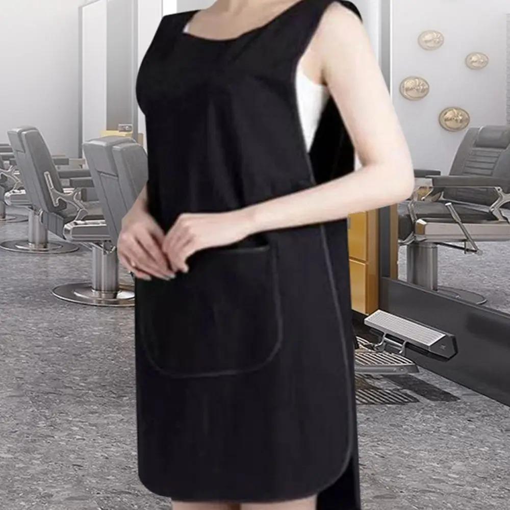Schwarzer Friseurumhang Schürze Wasserdicht Friseur Haarkittel Haarschnitt Tuchwickel Nagelstudio