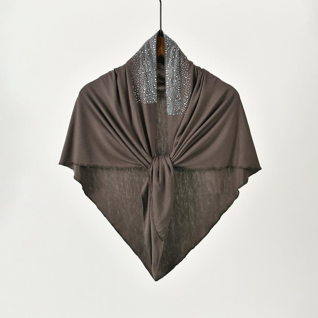 Diamond Modal Jersey Hijab Triangle Scarf Woman Muslim Hijab Shawls Ladies Soft Wraps Solid Color Islamic Headband Turban