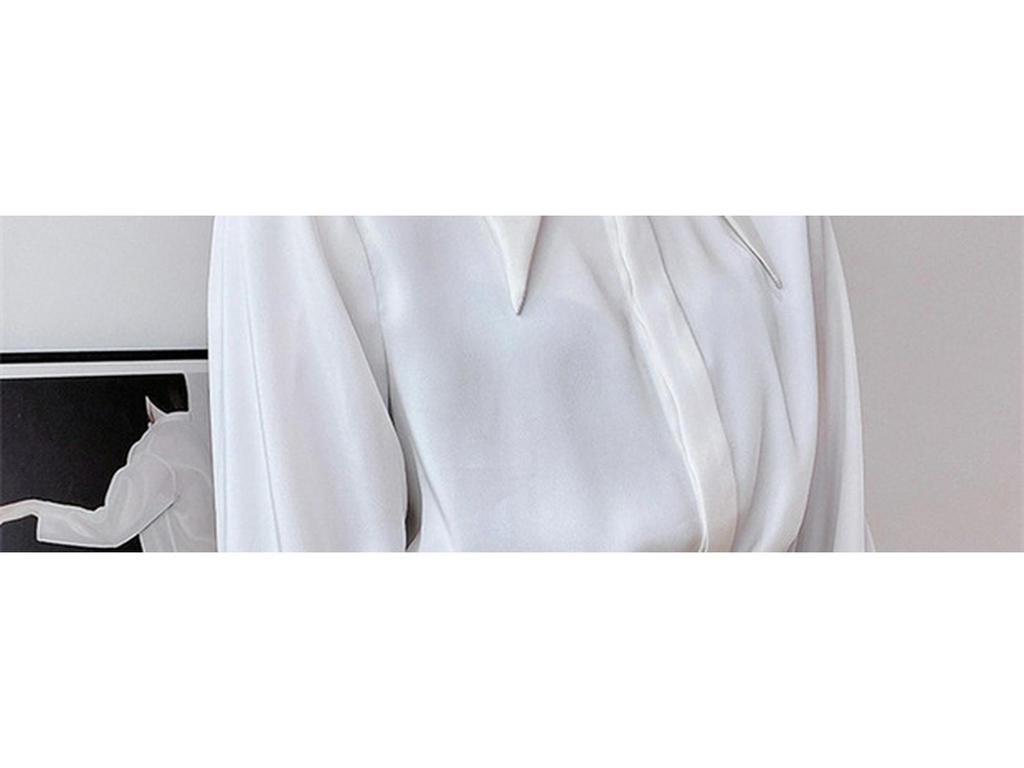 Women's High-End Satin Shirt with French Pointed Collar - Long Sleeve, Stylish Spring/Autumn Top