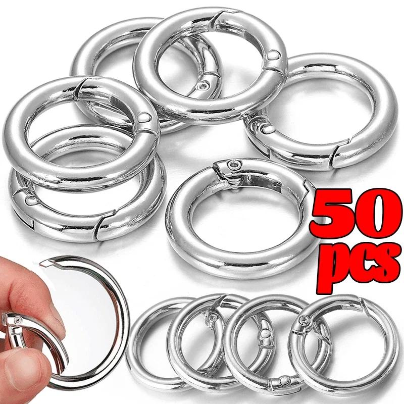 50/10pcs Metal O Ring Spring Clasps for DIY Jewelry Openable Round Carabiner Keychain Bag Clips Hook Dog Chain Buckles Connector