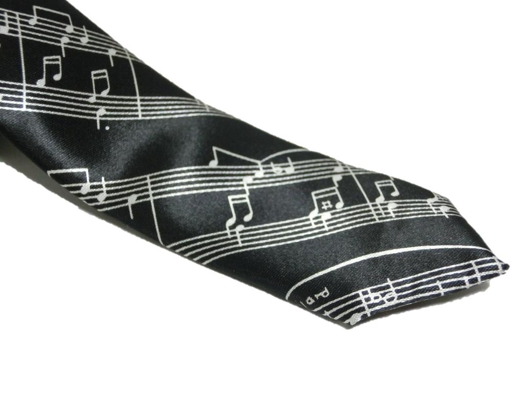 Casual Music Tie for Men: Stylish Musical Note, Border, and Dot Pattern (Black)