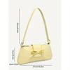 1pc Retro Strap Bow Decor Exposed Maroon/Yellow & Leopard Print Shoulder Armpit Baguette Bag, Suitable For Dating, Going Out, Party, Animal Print