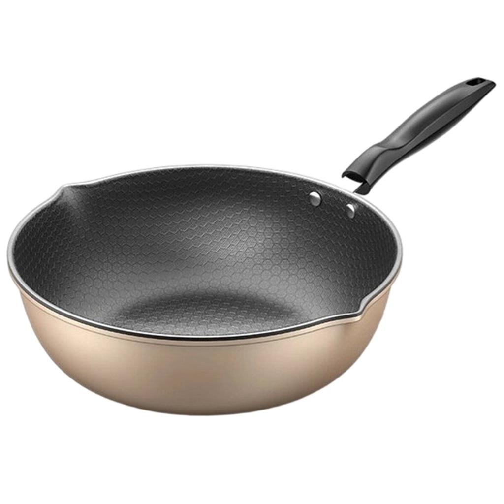 [Non-Stick Frying Pan]Honeycomb Pattern Nonstick Wok - Multi-Functional Fry Pan for All Stoves,Scratch- Coating