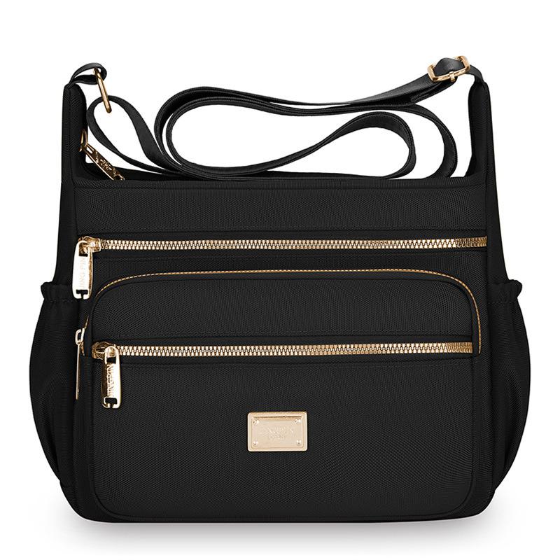 

New large-capacity messenger bag women s xford cloth multi-layer storage shoulder bag fashionable commuter bag чёрный