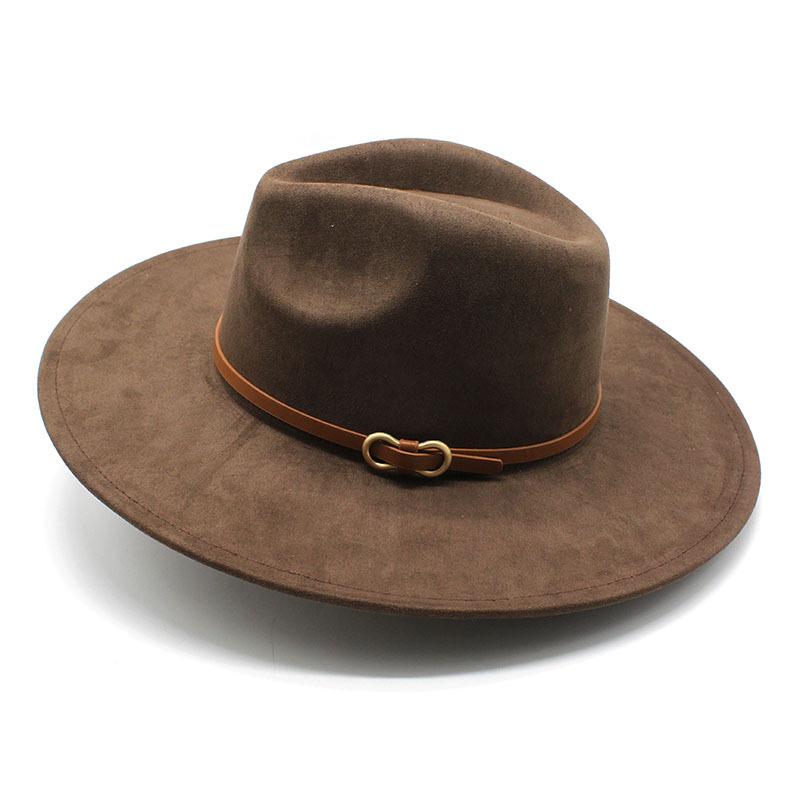 Suede Top Hat For Men And Women Couple Solid Color Wide-Brimmed Jazz Hat Wedding Hat
