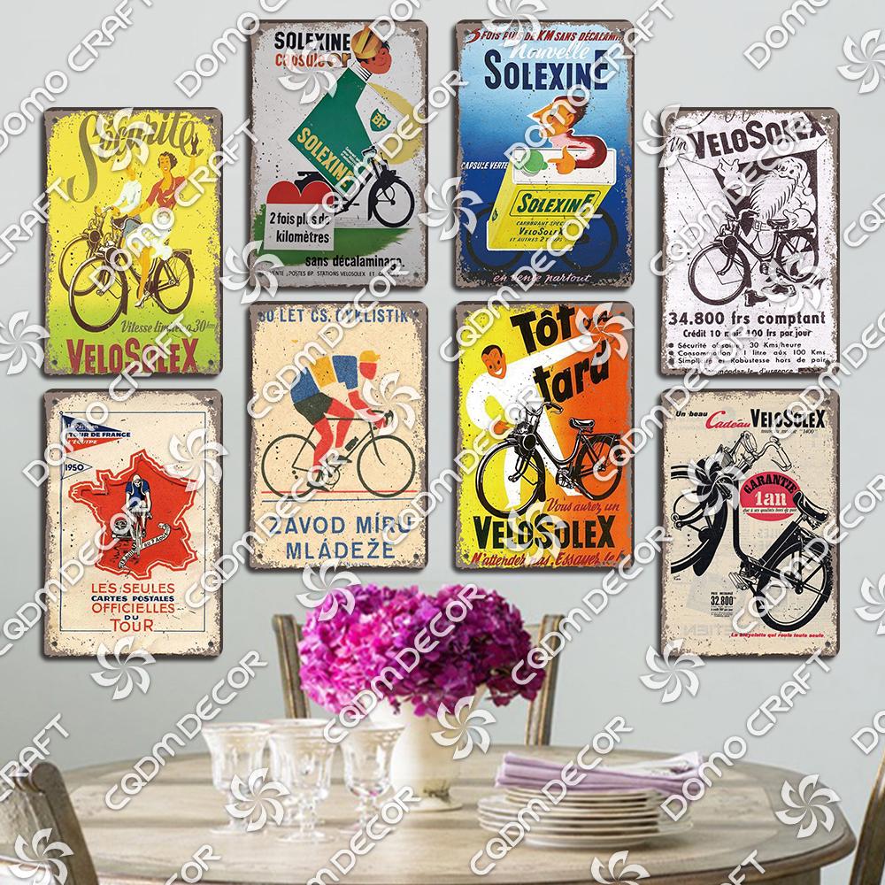 Pôster de Bicicleta Retrô Placas de Metal Estanho Ciclista Homens Mulheres Crianças Placa de Metal Decoração de Arte de Parede Garagem Bar Clube Sala de Estar Casa