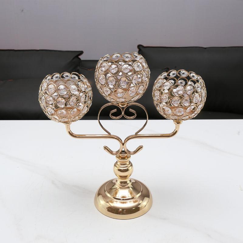 Nordic Candlestick Ornaments, Golden Light Luxury Crystal Home Living Room Table Decoration, Romantic Feather Candlestick New Product