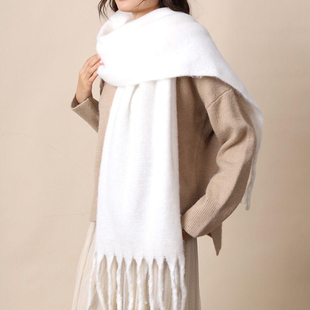 Mohair Winter Wool Scarf Plush Long Shawl Retro Winter Cashmere Scarves  Girl