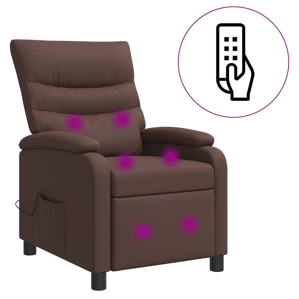 Massage Recliner Brown Faux Leather