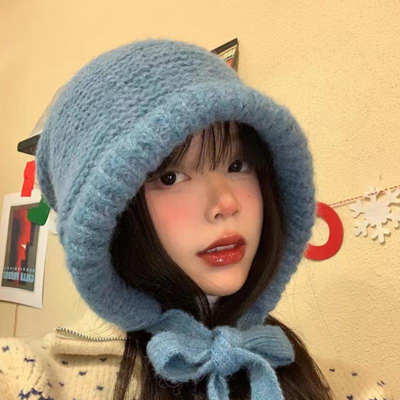 1Pc Autumn And Winter Ear Protection Street Style Knitted Hat Women'S Retro Dual-Use Bag Warm Wool Hat