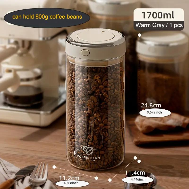 500/1100/1700 Coffee Beans Vacuum Sealed Tank Glass Food Storage Jars with CO2 Valve Household Moisture-proof Airtight Container