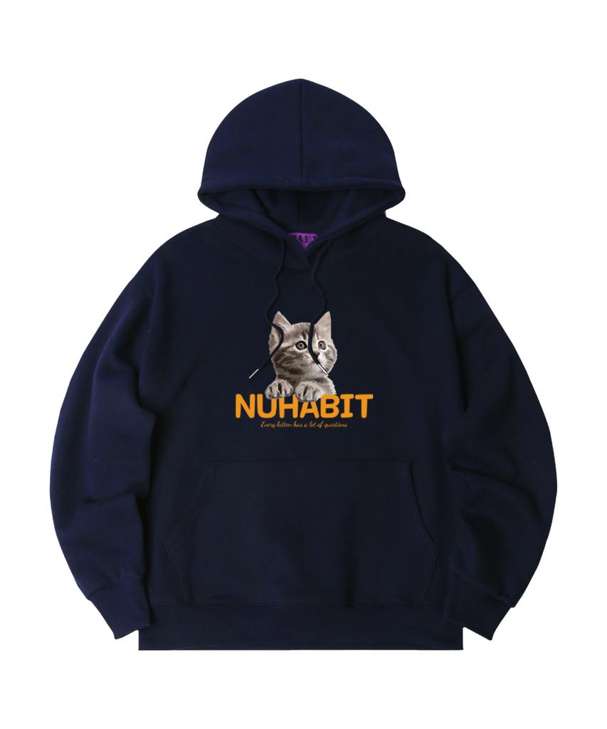 N/H Curious Cat Oversized Fleece Hoodie_Navy (Goh4-4Nh1210)