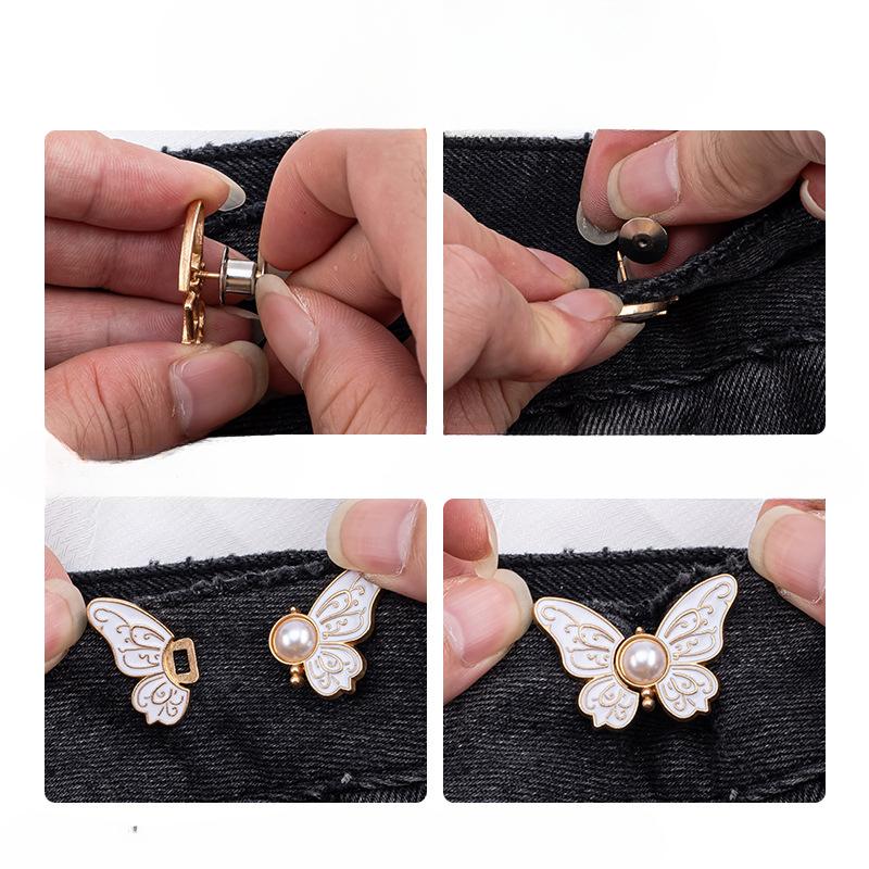 Butterfly Waist-cinching Button, Jeans Pin, Waist Cinching Button, Detachable, No Nails, No Sewing, Waist-cinching